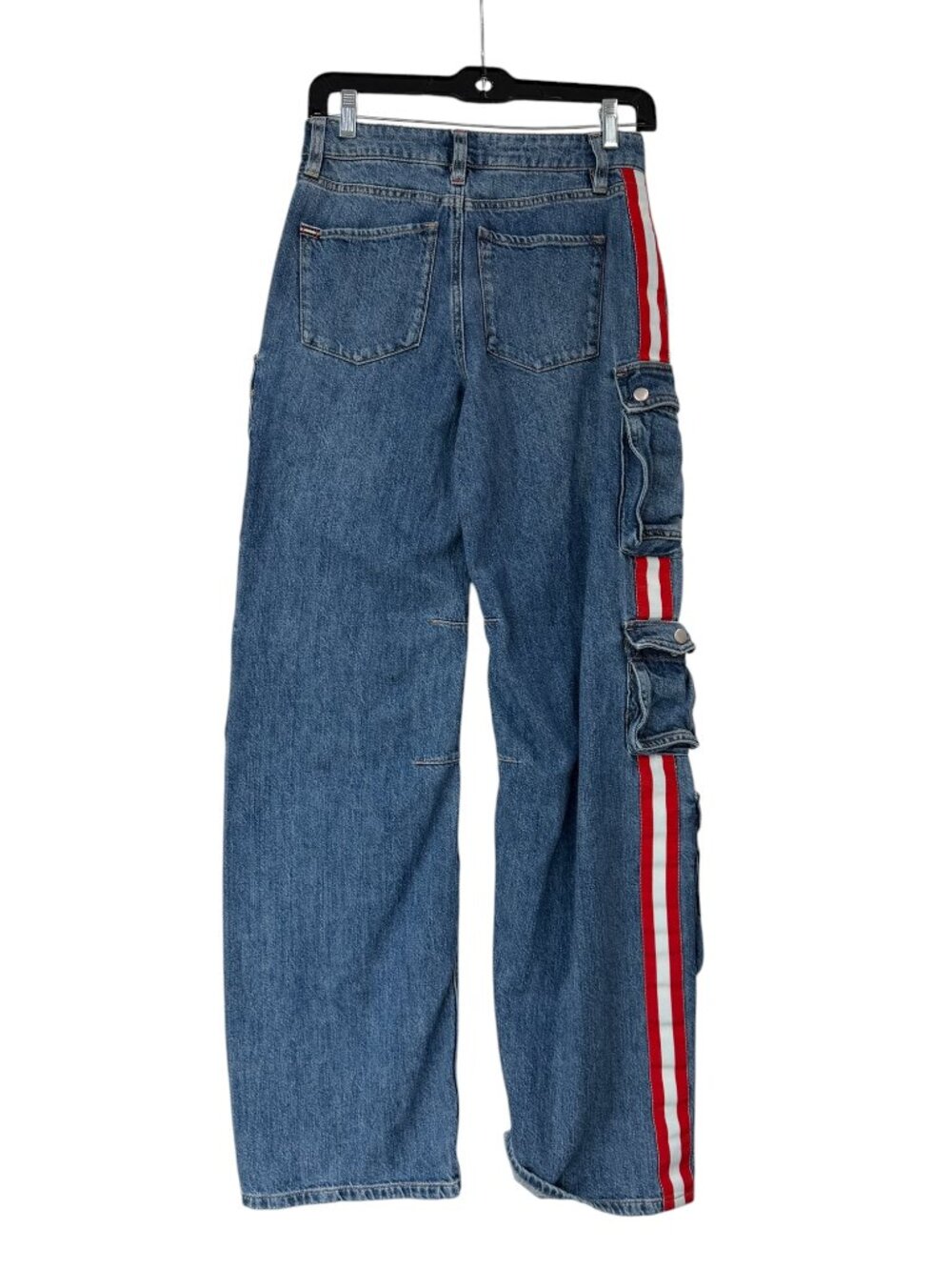 $425 Alice + Olivia Blue Baggy Cargo Olympia Denim High Rise Jeans size 24/27" - Picture 6 of 7